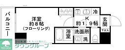 西田マンション 2階1Kの間取り