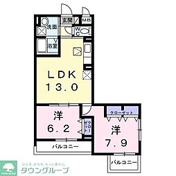 アリーサコート セント 2LDKの間取図画像