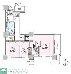 ロイヤルパークスタワー南千住 13階2LDKの間取り