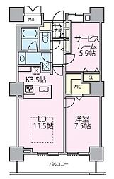 ロイヤルパークスタワー南千住 20階1SLDKの間取り