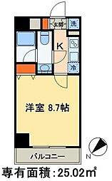 JR高崎線 尾久駅 徒歩7分の賃貸マンション 2階1Kの間取り