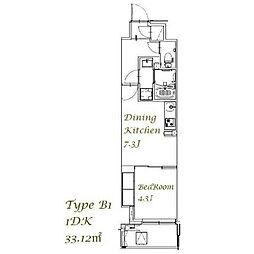 スプランディッド西日暮里 4階1DKの間取り