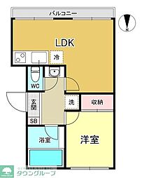 コーポ吉見 2階1LDKの間取り