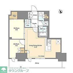 オアーゼ日暮里レジデンス 2LDKの間取図画像