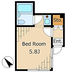 ベルシオンハヤカワ 1Kの間取図画像