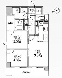 レジディア新御徒町2 2LDKの間取図画像