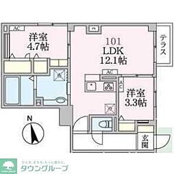 アローマ王本町 2LDKの間取図画像