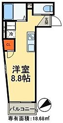 Glanz町屋2 ワンルームの間取図画像