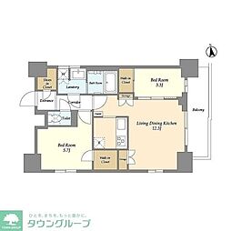 リビオメゾン浅草雷門 2LDKの間取図画像