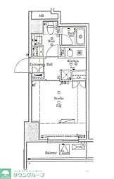 リファイズエムエス ワンルームの間取図画像