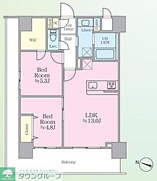 パピルス三ノ輪レジデンス 2LDKの間取図画像