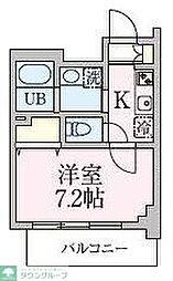 ブランシュワ 1Kの間取図画像