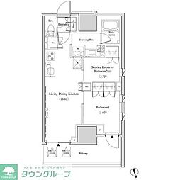 ザ・パークハビオ北千住 2LDKの間取図画像