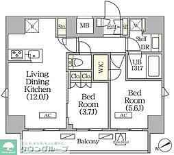 ジオエント町屋 2LDKの間取図画像