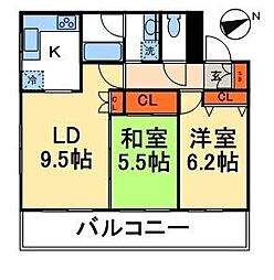パークキューブ浅草田原町 1LDKの間取図画像