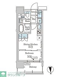 PARKAXIS上野EAST 1DKの間取図画像