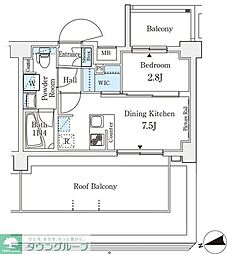 アジールコート山手動坂 1DKの間取図画像