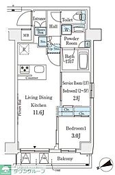 アジールコート山手動坂 2LDKの間取図画像