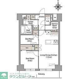 ヴェール・クレール武蔵小杉 2SLDKの間取図画像