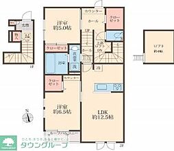 ＣＯＬＯＲＳ　ＷＩＮＧ−Ａ A 2階2LDKの間取り