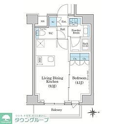 スタイリオ新丸子ＮＯＲＴＨ 7階1LDKの間取り