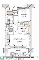 ブランシエスタ新丸子リバーフロント 2LDKの間取図画像
