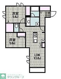 Le Ruah 2LDKの間取図画像