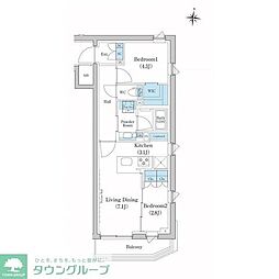 スタイリオ池上SOUTH 2LDKの間取図画像