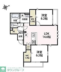 ルガロ ノイエス 2LDKの間取図画像