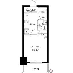 コートブランシェ 1Kの間取図画像
