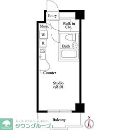 パークスクエア武蔵中原 ワンルームの間取図画像