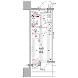 グランド・ガーラ川崎 1Kの間取図画像
