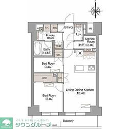 ヴェール・クレール武蔵小杉 2SLDKの間取図画像