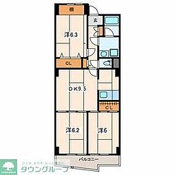 コンフォール橘 3DKの間取図画像