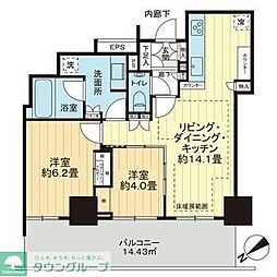 ドレッセタワー武蔵小杉 2LDKの間取図画像
