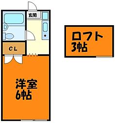 ロフト中原1 1Kの間取図画像