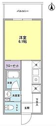 AXIS元住吉 1Kの間取図画像
