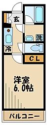 グリフィン武蔵中原・スクエアコート 1Kの間取図画像
