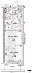 GALAVISTA元住吉 1DKの間取図画像