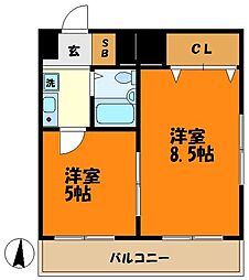 パールマンション 2Kの間取図画像