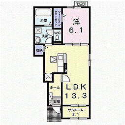 しなの鉄道 御代田駅 徒歩27分の賃貸アパート 1階1LDKの間取り