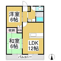 ハーベスト殿城A 2LDKの間取図画像