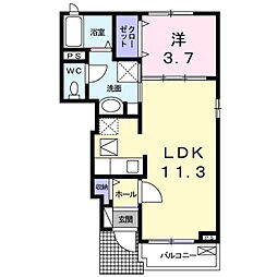 アンソレイエ 1LDKの間取図画像