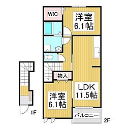 ボヌールシス 2LDKの間取図画像