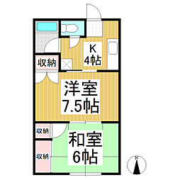 林之郷ハイツ 2Kの間取図画像