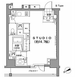 パークハビオ八丁堀 ワンルームの間取図画像