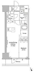 ザ・パークハビオ日本橋茅場町 1LDKの間取図画像