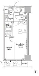 ザ・パークハビオ日本橋茅場町 1LDKの間取図画像