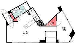 ベルドゥムール東京八丁堀 1LDKの間取図画像