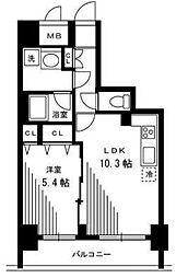 銀座レジデンス伍番館 1LDKの間取図画像